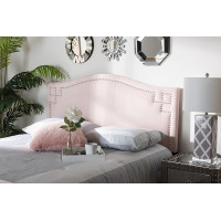 Baxton Studio BBT6563-Light Pink-HB-Full Aubrey Modern and Contemporary Light Pink Velvet Fabric Upholstered Full Size Headboard
